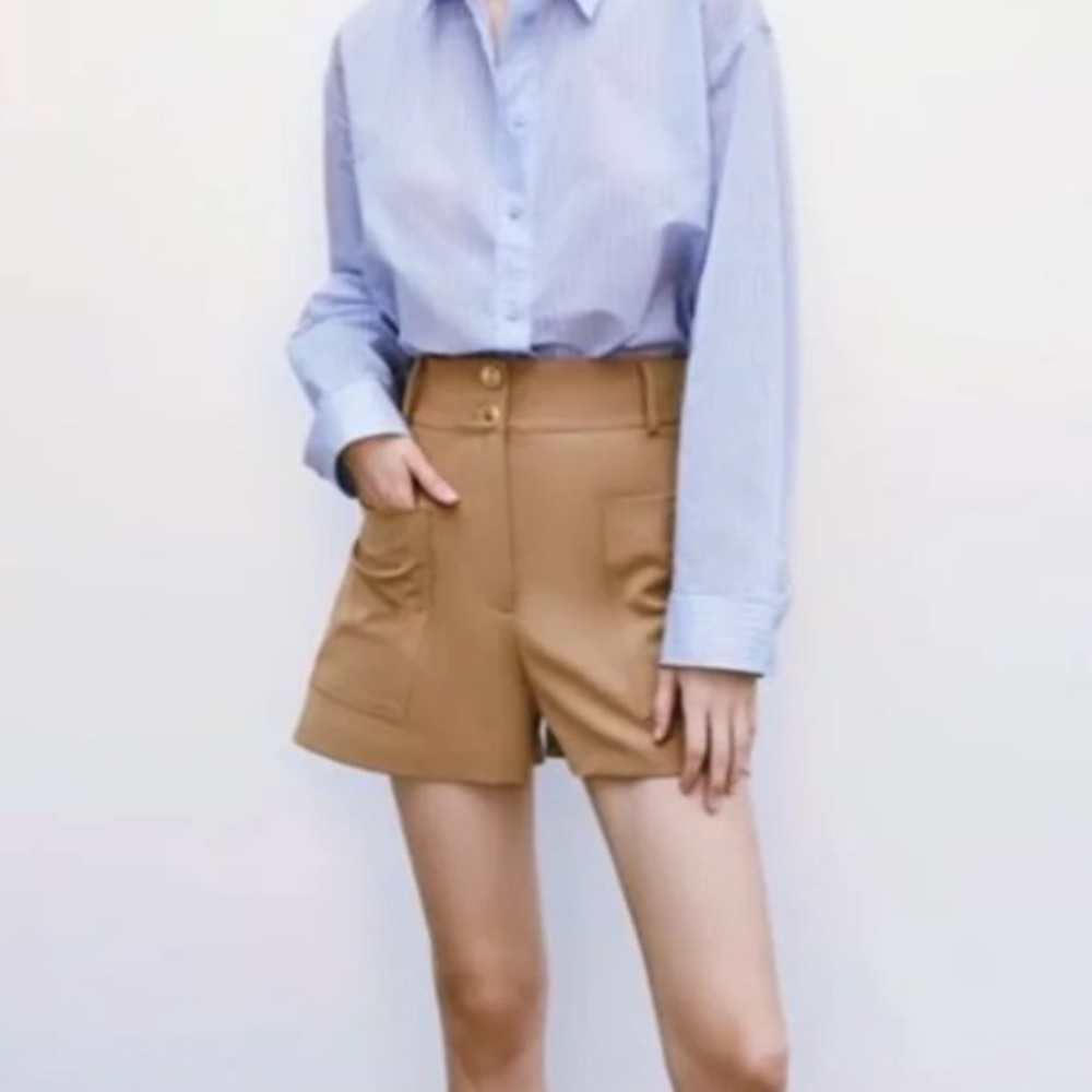 Zara Tan High Waisted Shorts